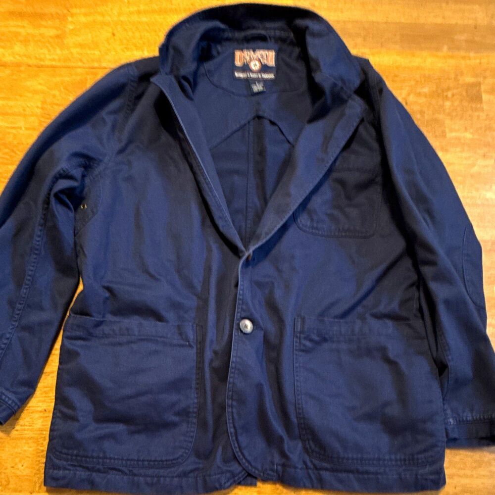 Duluth Trading Co Men’s L Work Shirt Jacket Navy 100% Cotton Vintage Hong Kong